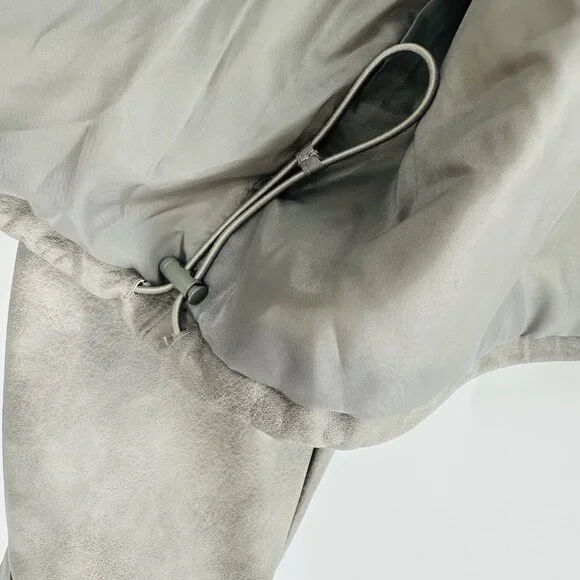 Marc New York Womens Grey Faux Leather Snap Button Long Sleeve Bomber Jacket L - Picture 6 of 11